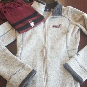 SIUC champion jacket and scarf